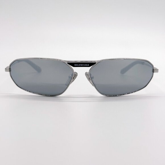 NEW BALENCIAGA BB0245S 002 SILVER UNISEX SUNGLASSES METAL EYEWEAR - Picture 1 of 8